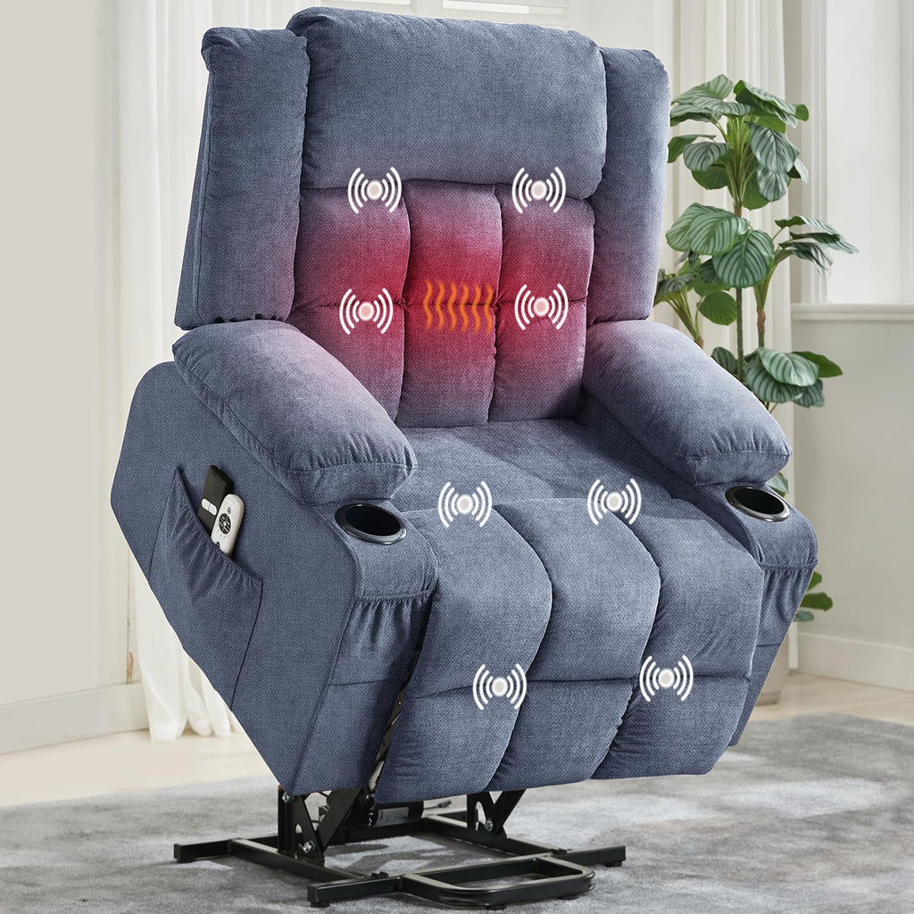Garvee Power Lift Recliner Chair with Massage and Heat for Elderly Adults Lazy Boy Single Sofa Seat with 3 Positions 2 Side Pockets Cup Holders USB Ports Remote Control