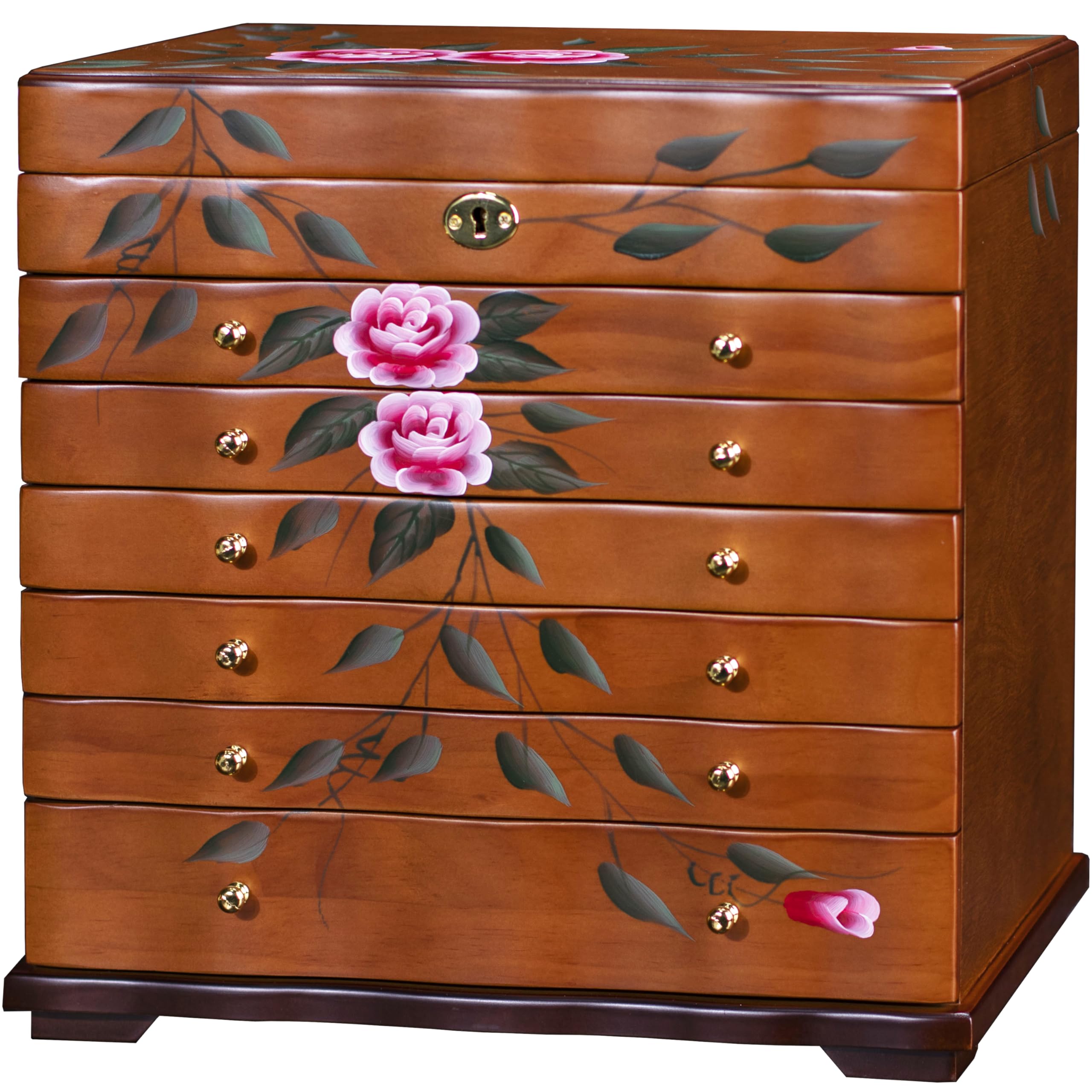 Xloverise Hand-Painted Wooden Jewelry boxes for women,large jewlrey box&organizers for necklace hanger,jewerly organizer,9-layer large capacity jewelry storage box,jewelry cabinet