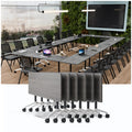 JNMDLAKO Modular Folding Conference Table with Locking Wheels, 10 Pack Flip Top Mobile Training Table, Modern Meeting Seminar Tables for Office, Hotel Conference Room(10,Grey,55" L x 21" W x 29" H)