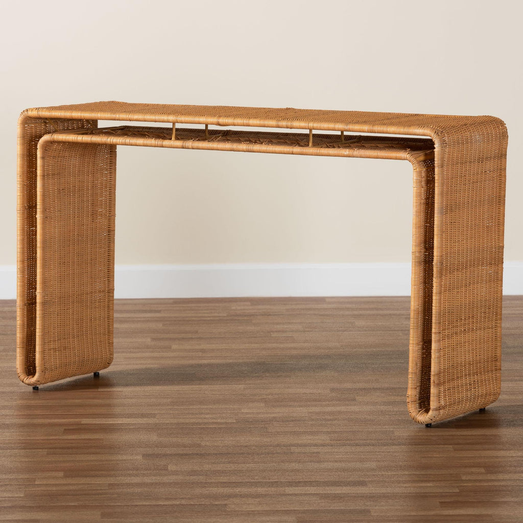 Bali & pari Nevada Rattan Console Table, Light Honey, 52-Inch, Fully Assembled
