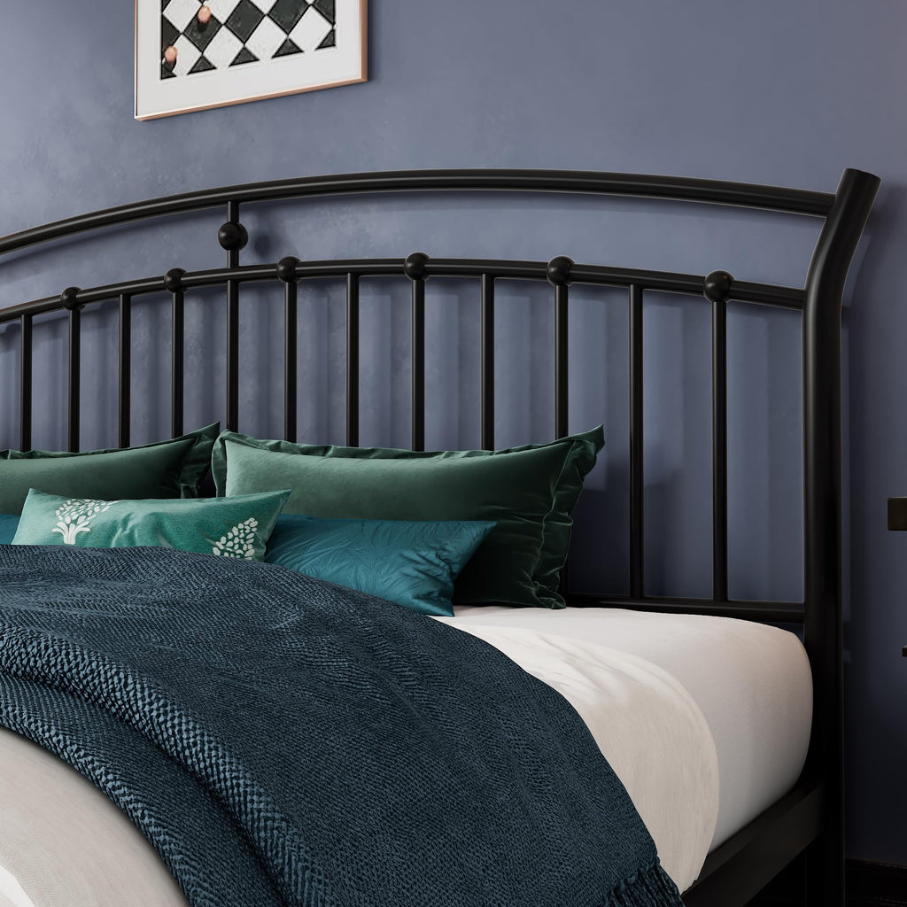 Einhomn King Size Bed Frame, Classic Black Metal Bed Frame with 12" Under-Bed Storage, Heavy Duty Steel Slat Support, Noise-Free, No Box Spring Needed, Easy Assembly