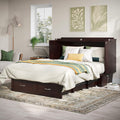 AFI, Chelsea Mid-Century Modern Queen Solid Wood Murphy Bed Chest with 6" Mattress, Storage Drawer & Built-in USB Charger, Espresso