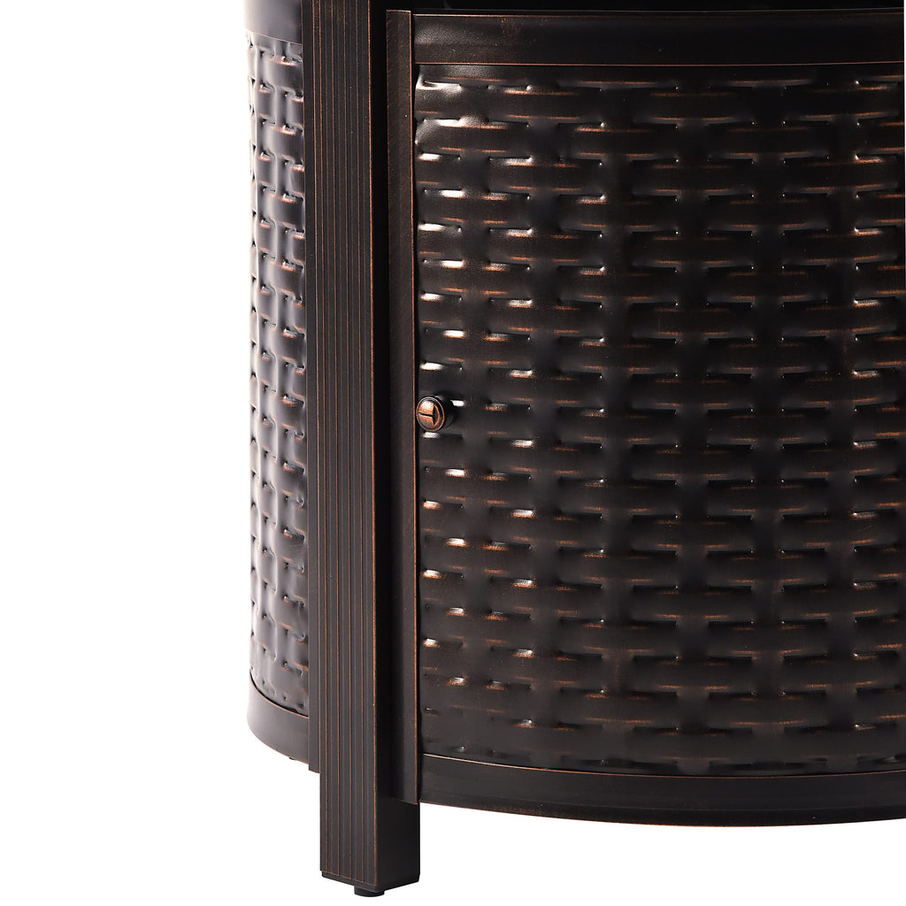 Oakland Living Round 34 in. x 34 in. Aluminum Propane Fire Pit Table with Glass Beads, Two Covers, Lid, 37,000 BTUs in Copper Finish