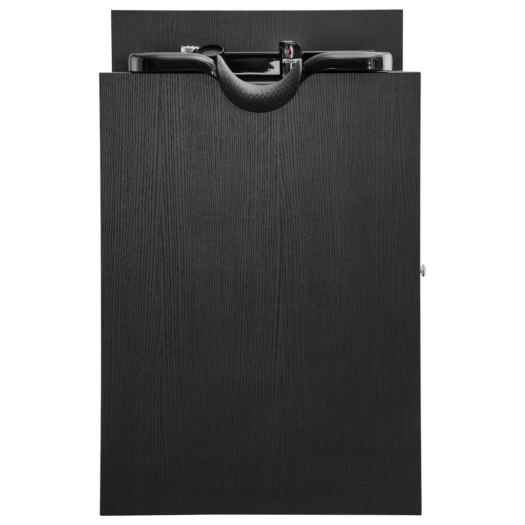 BarberPub Modern Shampoo Backwash Sink Station with Shampoo Bowl, Spa Salon Beauty Equipment with Engineered Wood, 22.8" (L) x 36.2" (H) x 18.7" (D) 6154-7134, Black