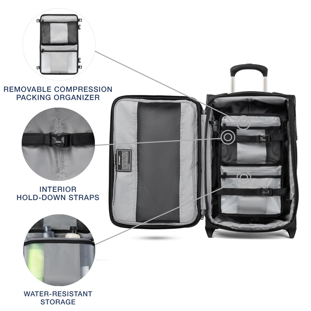 Travelpro Crew Classic Lightweight Softside Expandable Carry on Luggage, 2 Wheel Upright Rollaboard Suitcase, Men and Women, Carry On 22-Inch, Black