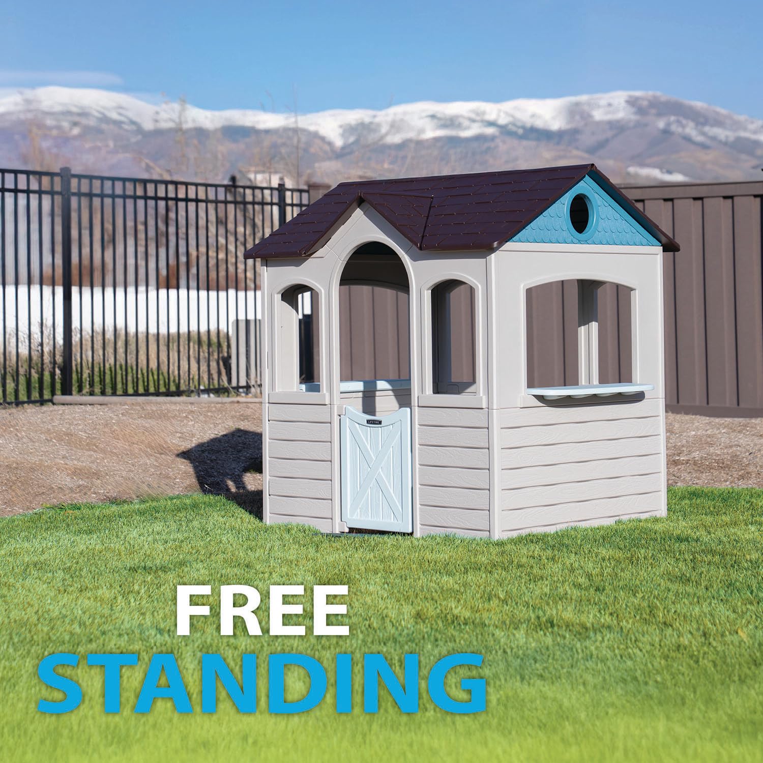 Lifetime Indoor Outdoor Kids Playhouse, Two Store Windows & Farm‑Style Half Doors, Spacious Interior, Easy Snap Together No Tools Assembly, Durable Low‑Maintenance Construction for Ages 3–8