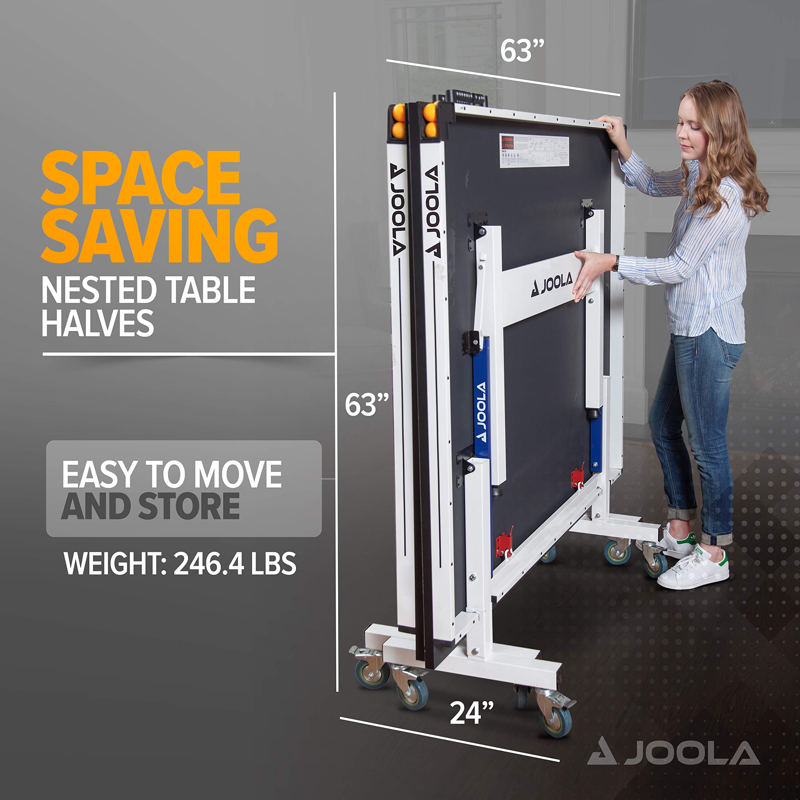 JOOLA Rally TL Professional MDF Indoor Ping Pong Table w/Quick Clamp Table Tennis Net & Post Set - 10 Minute Easy Assembly - Corner Ball Holders - Tournament Quality - Includes Playback Mode