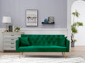 ERYE 71-Inch Soft Velvet Futon Sofa Bed Upholstered Tufted Futon Daybed W/Golden Leg & 2 Pillows,Modern Loveseat Couch Convertible Sleeper Sofabed for Home Apartment Office