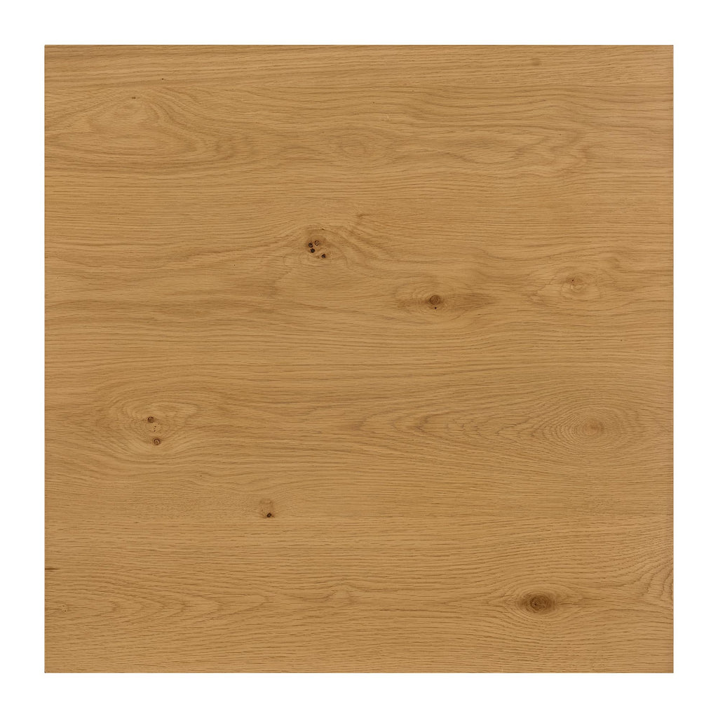 Martin Svensson Home Julian Genuine Oak Wood Coffee Table, 32 Inch Square, Mid Century Modern Cocktail Table for Living Room, Dual Drawers, Slatted Sides, Leveling Feet, Light Oak Natural