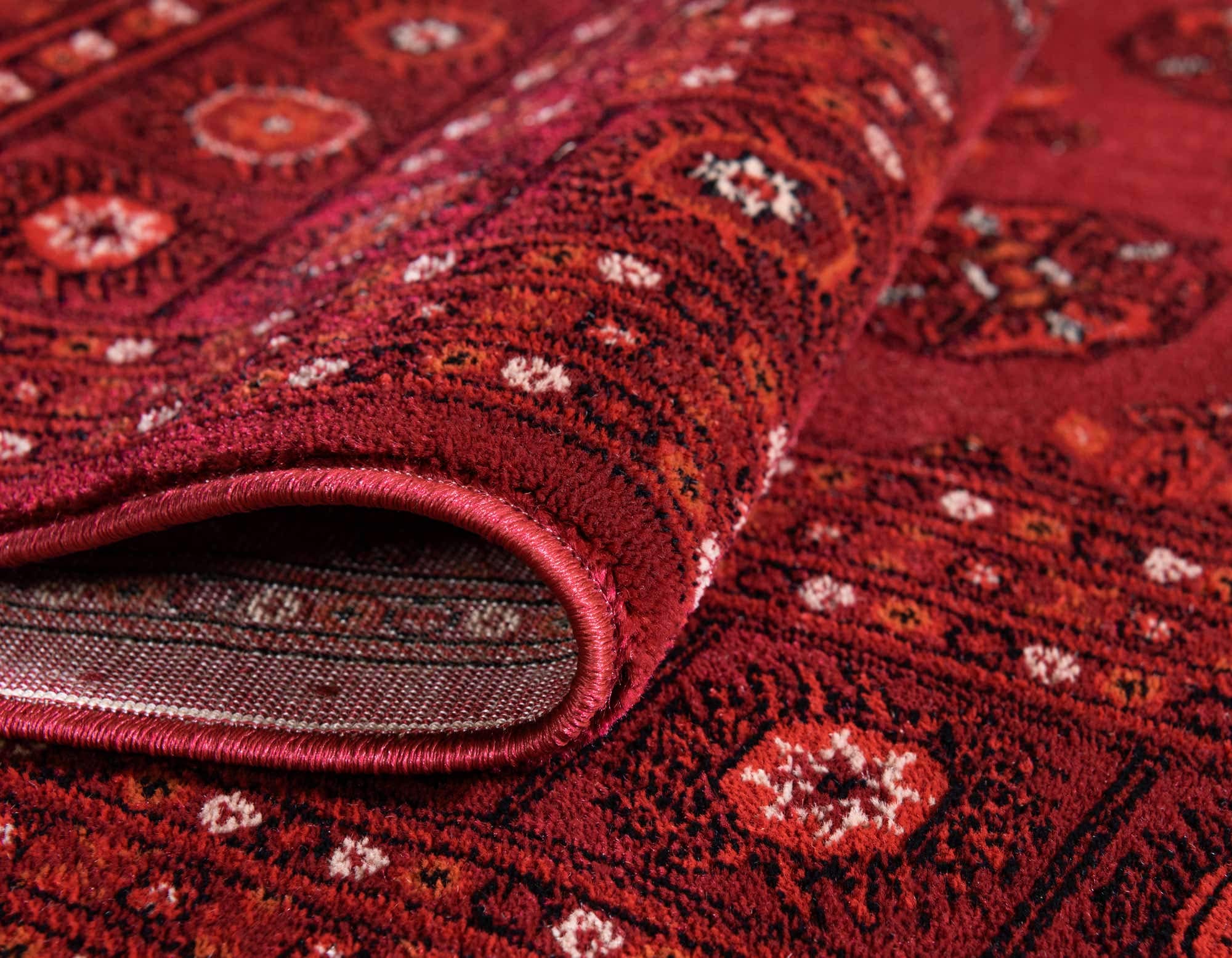 Unique Loom Tekke Collection Over-Dyed Saturated Traditional Torkaman Area Rug, 9 ft x 12 ft, Red/Burgundy