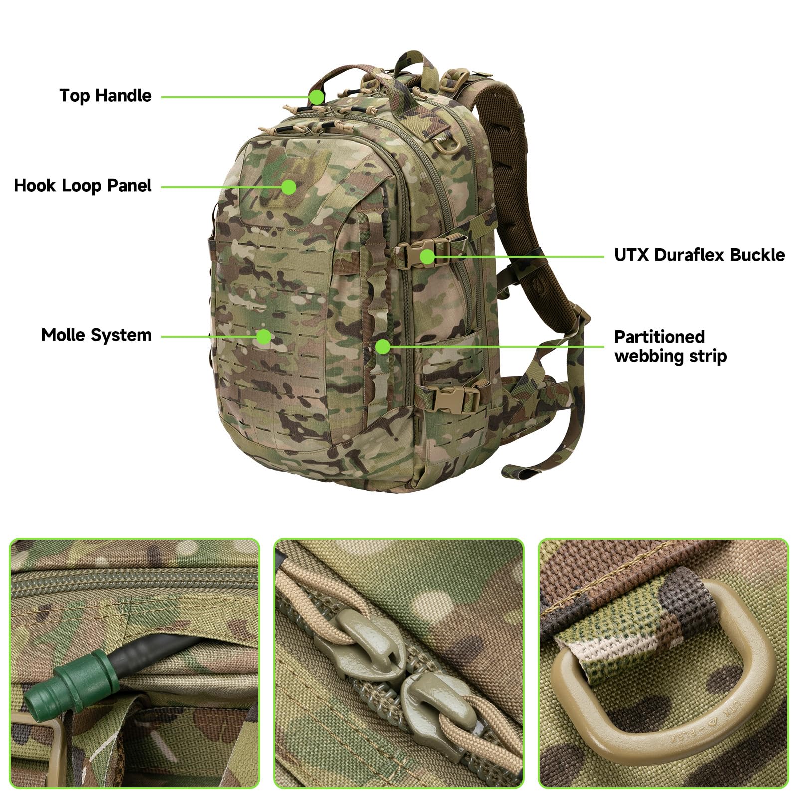 EXCELLENT ELITE SPANKER 40L Tactical Military Backpack for Men and Women Large Rucksack Assault Pack Bag for Outdoor Camping, Hiking(Multicam)