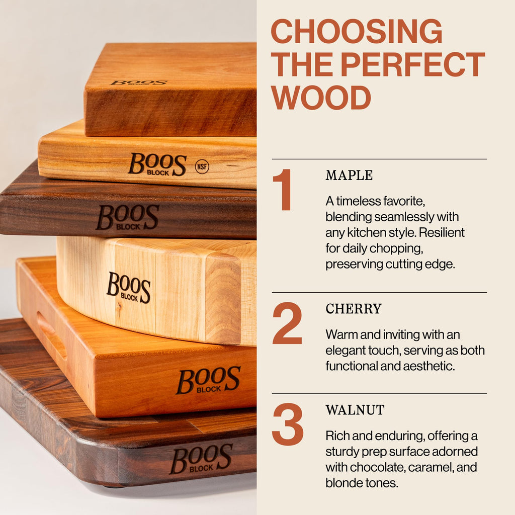 John Boos R-Board Series Rectangular Wooden Walnut Cutting Board 24”x18” – 1.5” Thick, 17-lb Reversible Butcher Block with Edge-Grain & Finger Grips – Made in the USA