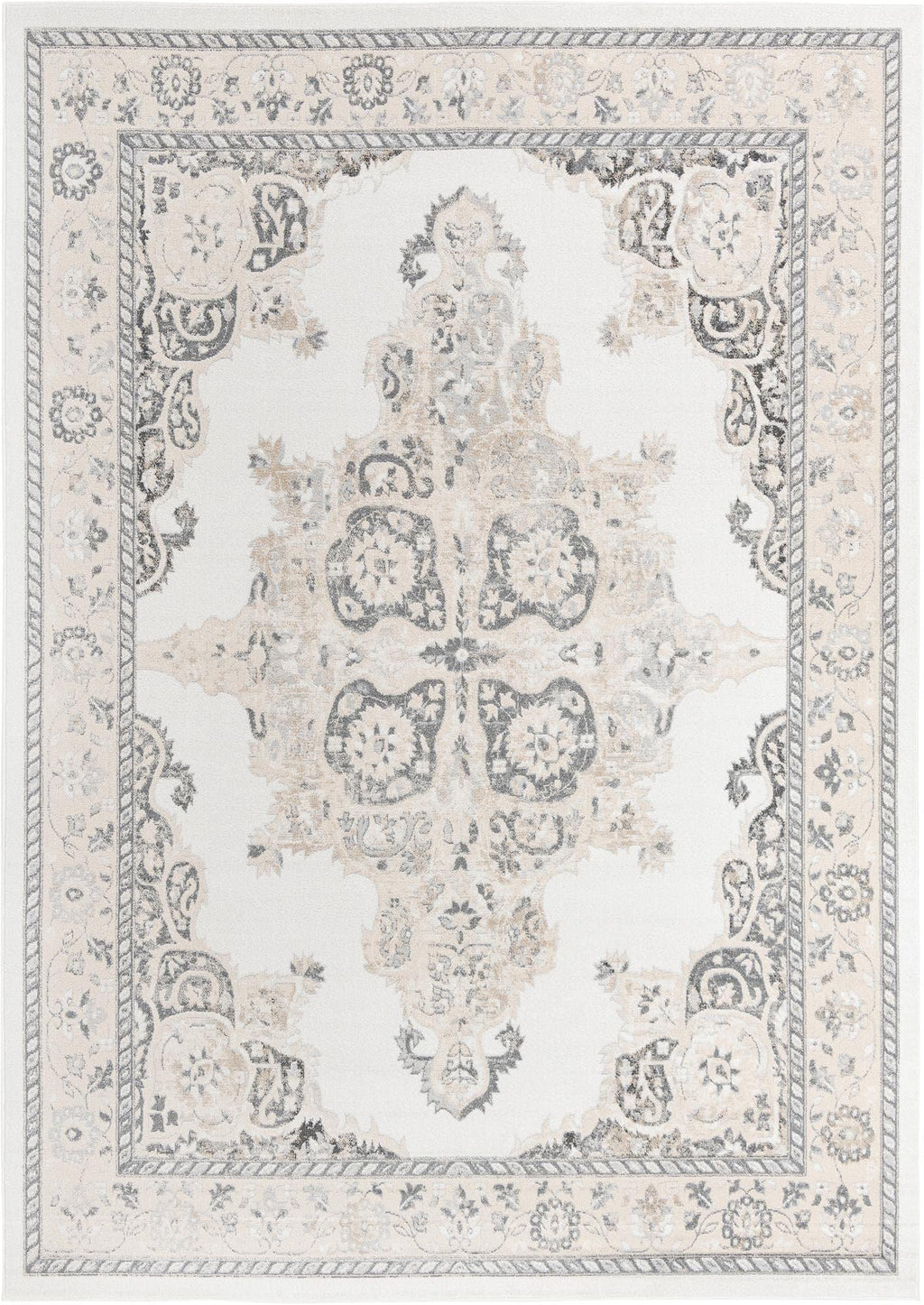 Unique Loom Parker Collection Area Rug - Merakli (10' x 14' Rectangle, Ivory/ Black)