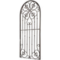 H Potter 72” Heavy Duty Garden Trellis – 60 lb Solid Iron Scrollwork Panel, 1” Metal Frame with Ground & Stabilizing Stakes (Charcoal Brown)