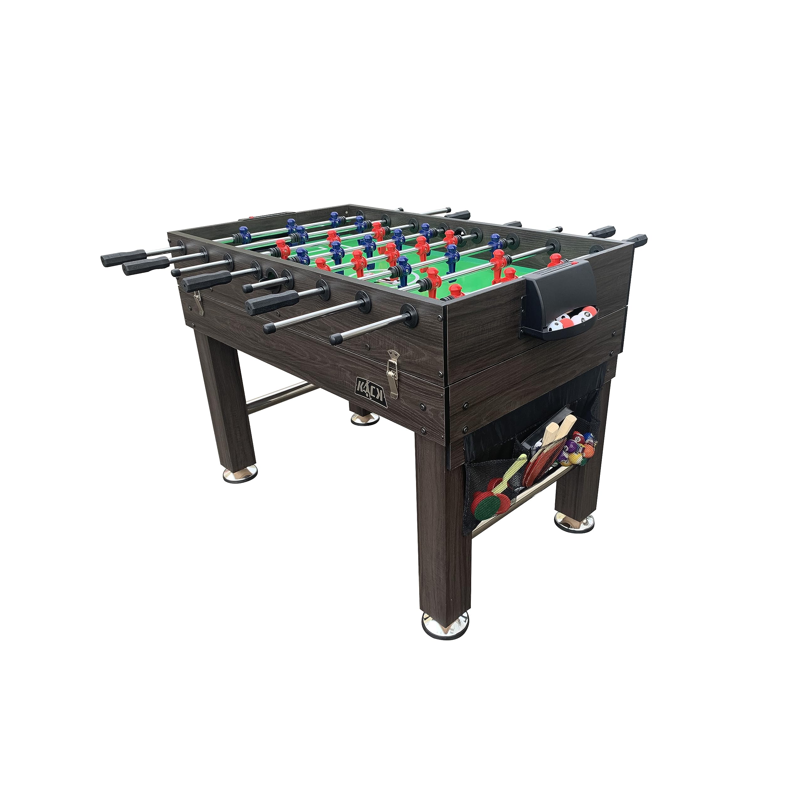 KICK Tetrad 55" 4-in-1 Multi Game Table (Brown) – Foosball, Billiards/Pool, Air Hockey & Ping Pong