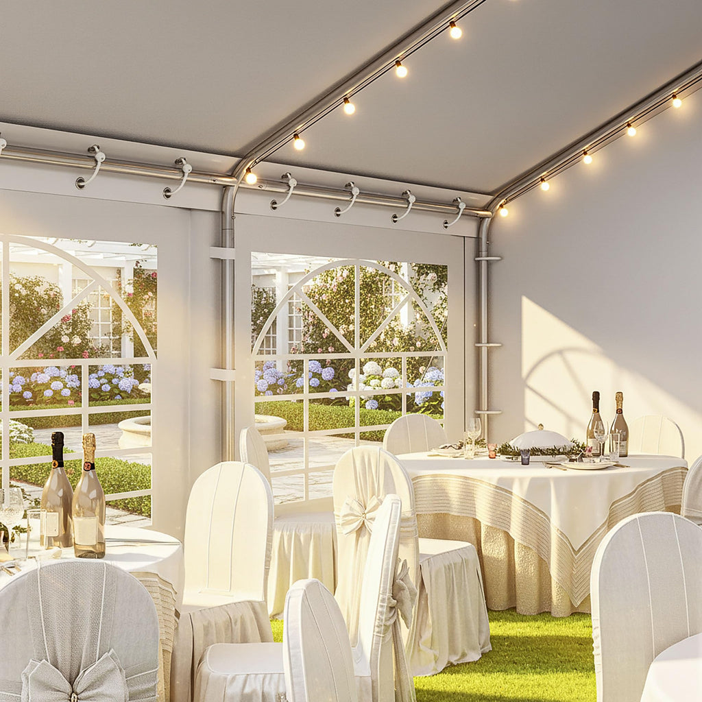 DWVO 20x33 ft Outdoor Heavy Duty Party Tent Wedding Event Shelters Upgraded Galvanized Canopy with Large White Roof, Removable Sidewalls