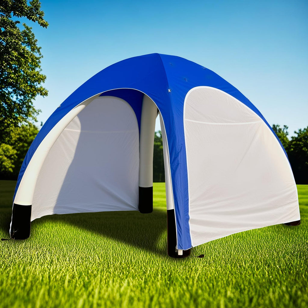 Inflatable Shade Air Canopy Tent – 10x10Ft Outdoor UV Protection Sun Shelter with 2 Removable Side Panels,Stakes & Sandbags,Air Pump,– for Outdoor,Marketing Events,Trade Shows（Blue）