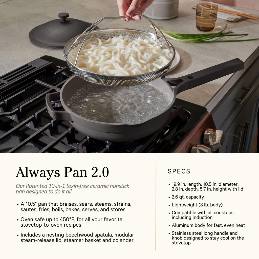 Our Place Cookware Duo | 7-Piece Ceramic Cookware Set with 10.5" Always Pan 2.0, 5.5 Qt Perfect Pot & Strainer Basket | Induction & Oven Safe up to 450°F | Nonstick, Non-Toxic Cookware | Spice