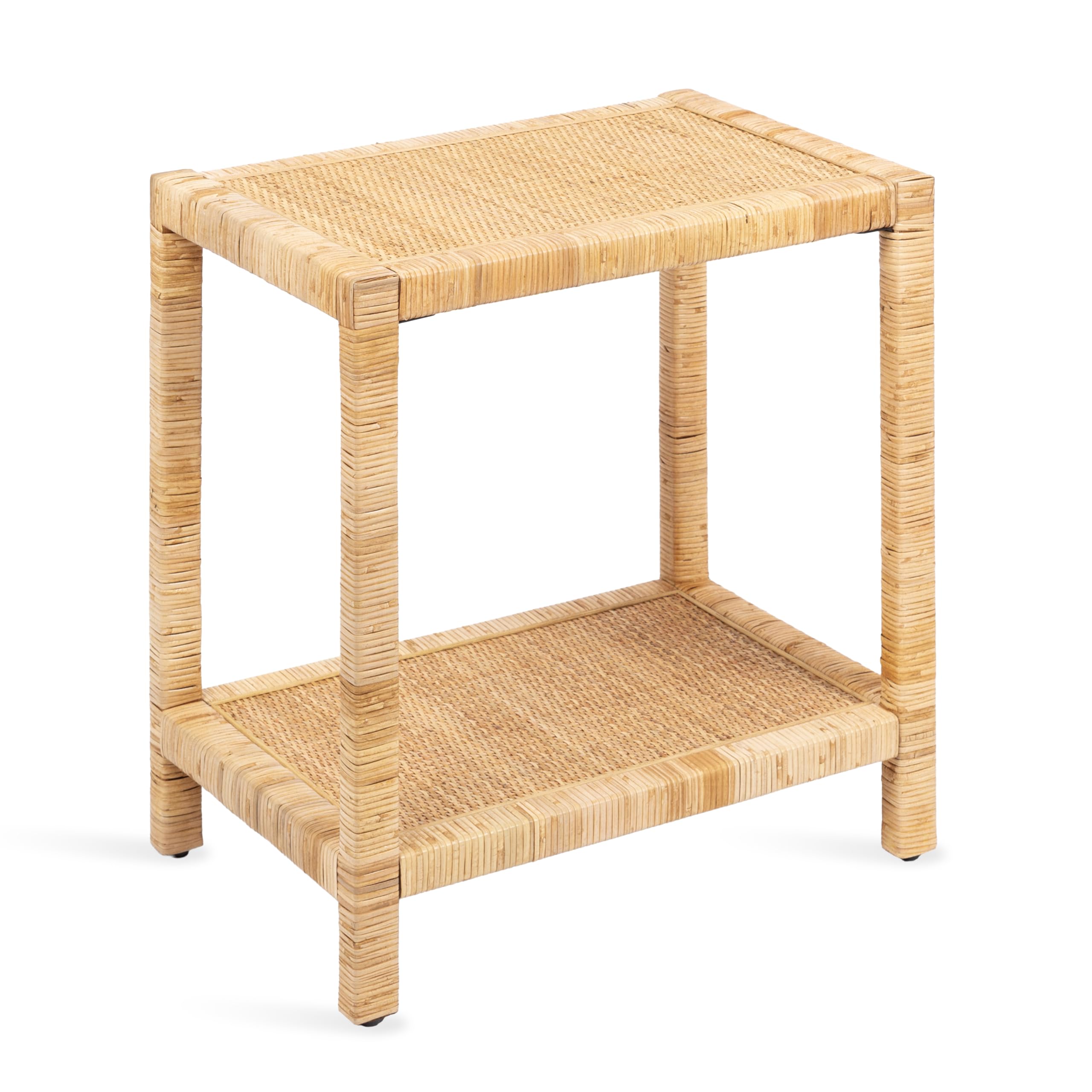 Kate and Laurel Rafina Coastal Rectangle Rattan Side Table, 22 x 14 x 24, Natural Brown, Transitional Boho Rectangular Woven Rattan End Table for Use as Living Room Decor Accent