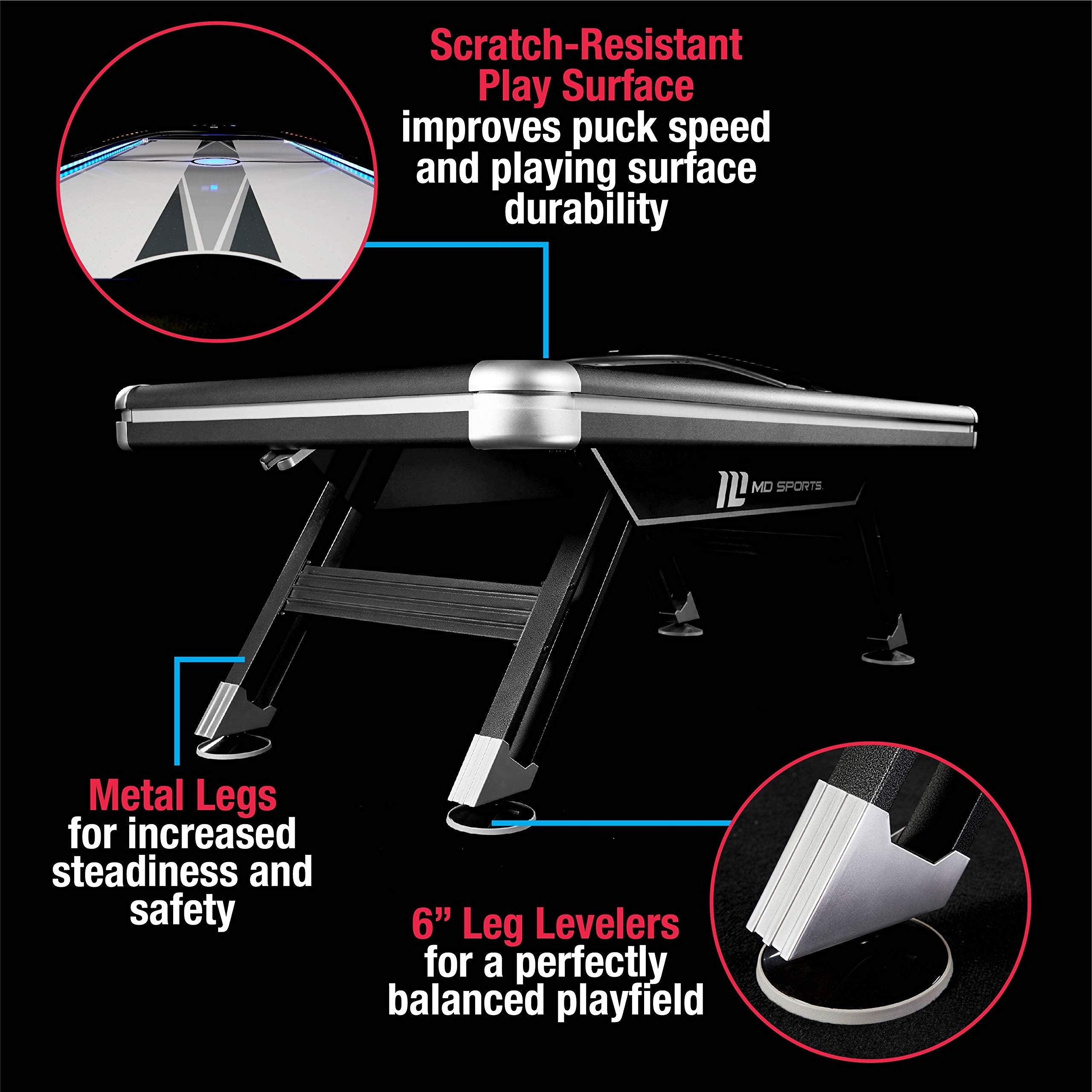 MD Sports 7.5' Titan Air Powered Hockey Overhead Score Table With Pusher and Puck Set