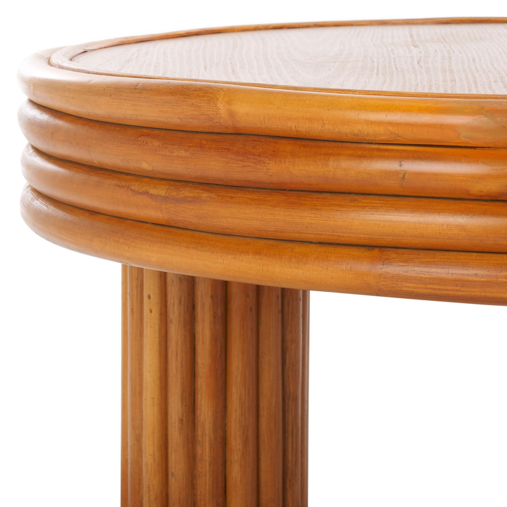 SAFAVIEH Couture Collection Bayard Natural Rattan Solid Wood Round Coffee Table (Fully Assembled)