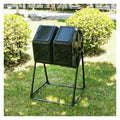 Kitchen Compost Bin, Compost Bin Tumbling Composter Rotating w/ 2 Doors Compost Bin, Dual Chamber All Season Heavy Duty Outdoor Gardening Composting Tumblers Garden Yard (140L/37 Gallon, Black) ,Indoo