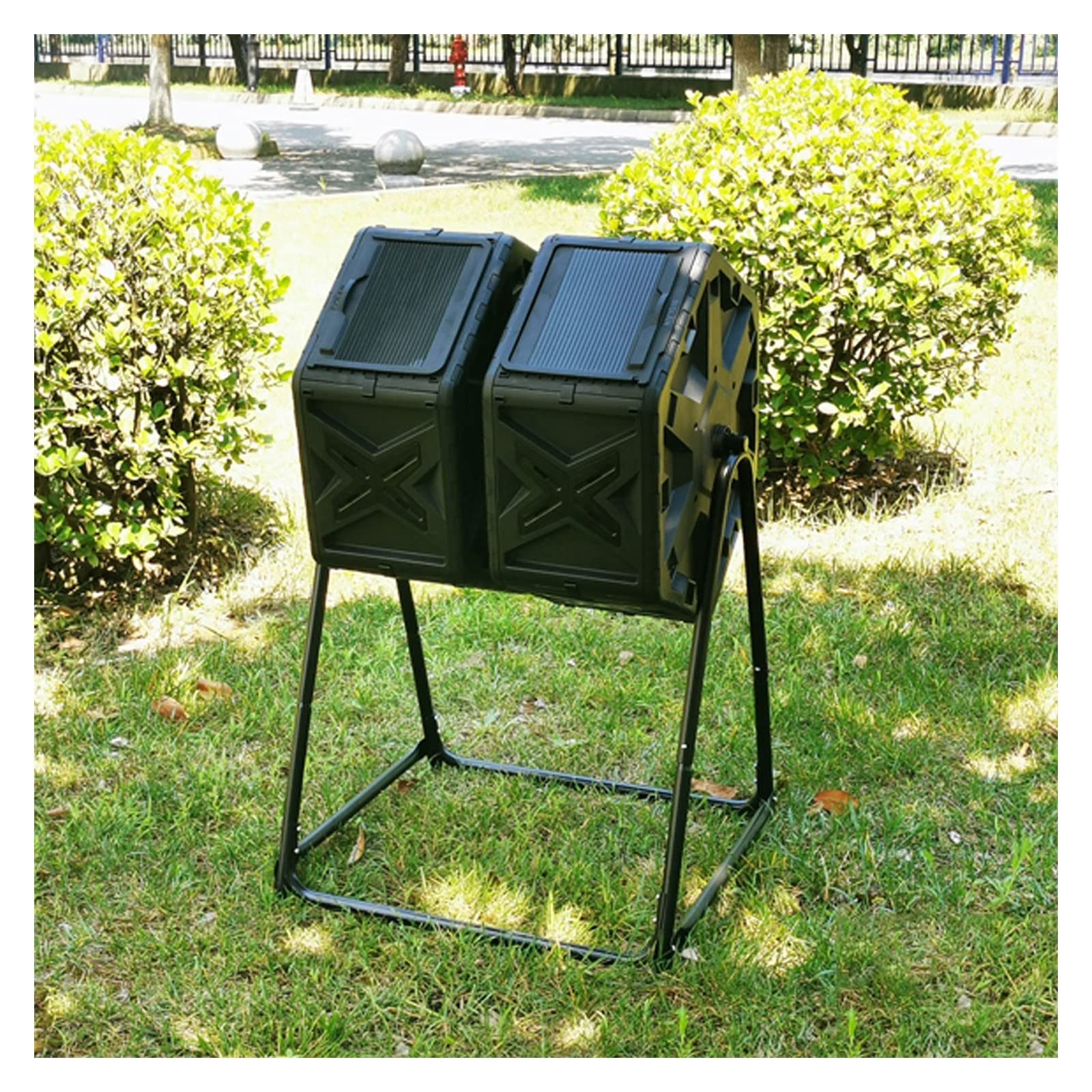Kitchen Compost Bin, Compost Bin Tumbling Composter Rotating w/ 2 Doors Compost Bin, Dual Chamber All Season Heavy Duty Outdoor Gardening Composting Tumblers Garden Yard (140L/37 Gallon, Black) ,Indoo