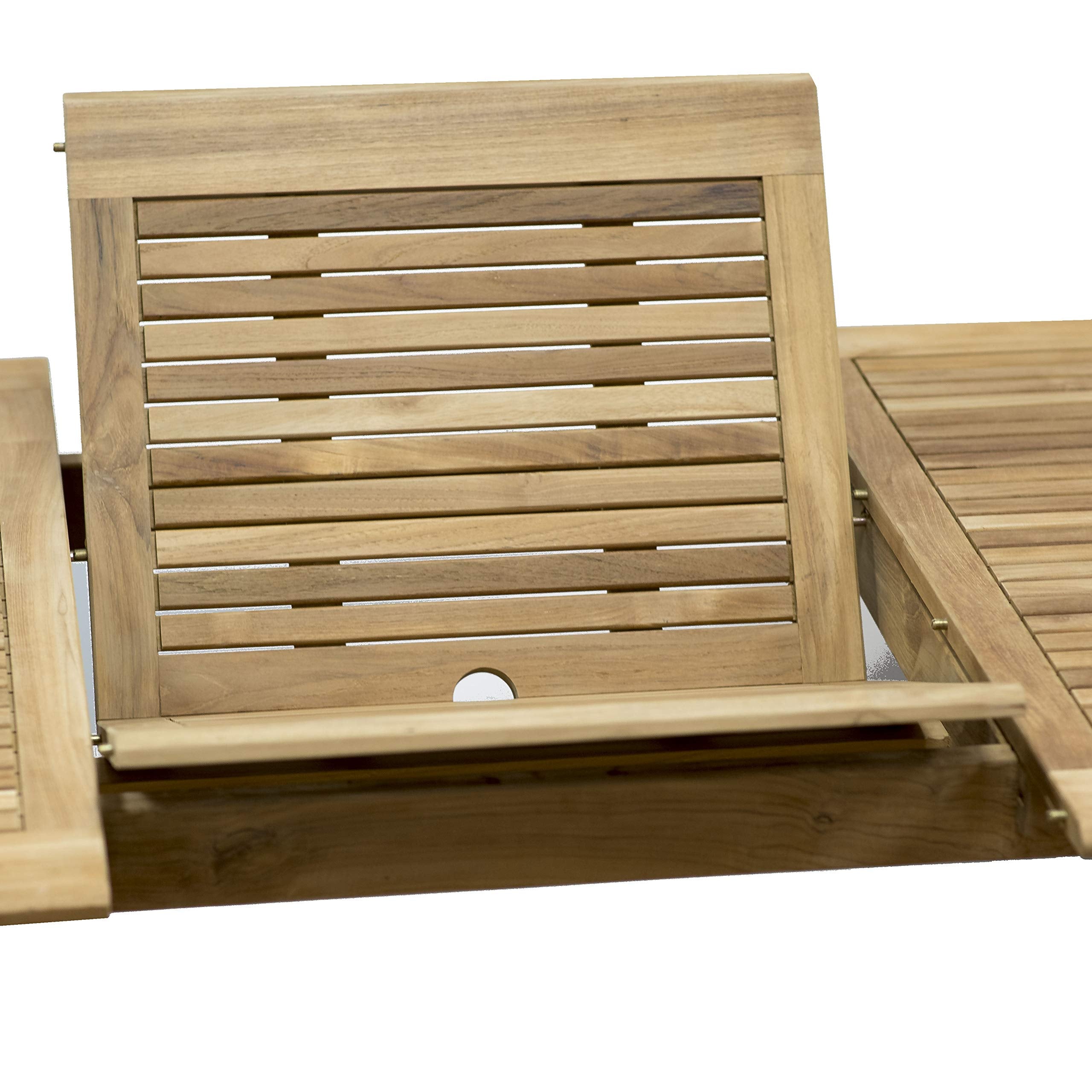 Amazonia Newcastle 9-Piece Outdoor Rectangular Dining Table Set | Certified Teak | Ideal for Patio and Indoors, Light Brown