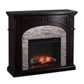 SEI Furniture Tanaya Faux Stacked Stone Electric Fireplace, New Ebony/Gray