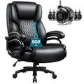 Big and Tall Office Chair 500lbs, Heavy Duty Executive Office Leather Chair for Heavy People, High Back Ergonomic Office Chair with Lumbar Support & Quiet Rubber Wheels, Extra Padded Seat, Black