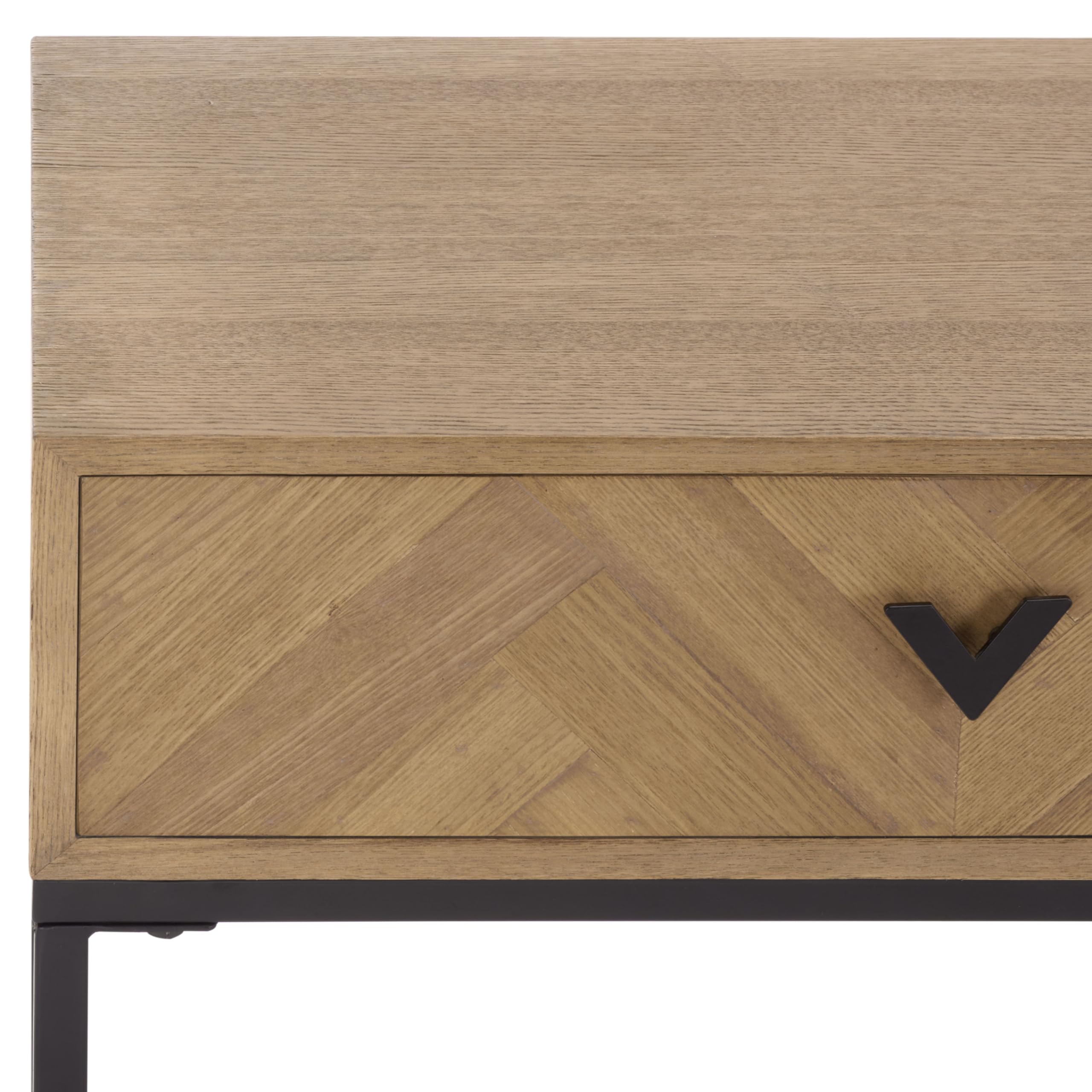 SAFAVIEH Couture Collection - Sherriandra Natural & Black Metal Console Table with 2 Drawers, Modern Accent (SFV3010A)