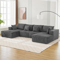 137" Oversized Cloud Boneless Sofa Couch with Chaise, Modern Corduroy u Shaped Modular Sectional Sofa with Deep Seat, No Assembly Required, Convertible Compression Sleeper Sofa for Living Room