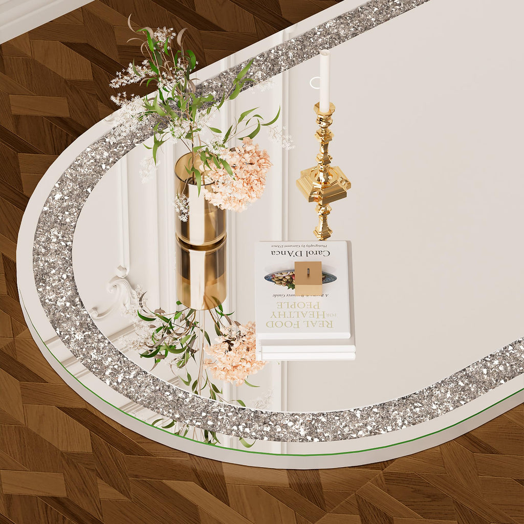 WINNICE 71"×24" Full-Length Mirror with Lights- Arch Crystal Crush Diamond Wall Mounted Hanging Diamond Mirror Leaning for Living Room Bedroom