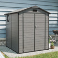 YOPTO 6x6 FT Plastic Outdoor Storage Shed,Waterproof Storage Shed with Lockable and Window,Cabinet House w/Floor & Vents,for Storing Bicycles,Lawnmowers,Dark Gray