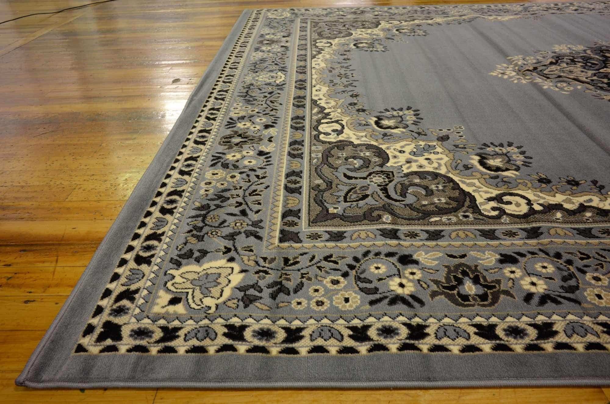 Unique Loom Reza Collection Traditional Persian Style Area Rug, 9 ft 10 in x 13 ft, Gray/Ivory