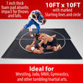 Gold Medal Sports 10' x 10' Wrestling Mat, Jiu Jitsu BJJ Mats, Wrestling Mats, Martial Arts Thick Mats for Home, Judo Tatami Wrestling, Flexi Roll