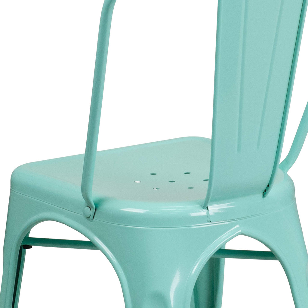 Flash Furniture Blake Commercial Grade 4 Pack Mint Green Metal Indoor-Outdoor Stackable Chair