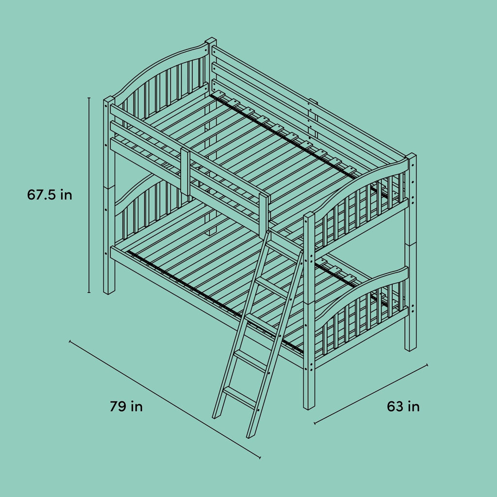 Storkcraft Long Horn Twin-Over-Twin Bunk Bed (Natural) - GREENGUARD Gold Certified, Converts to 2 Individual Twin beds