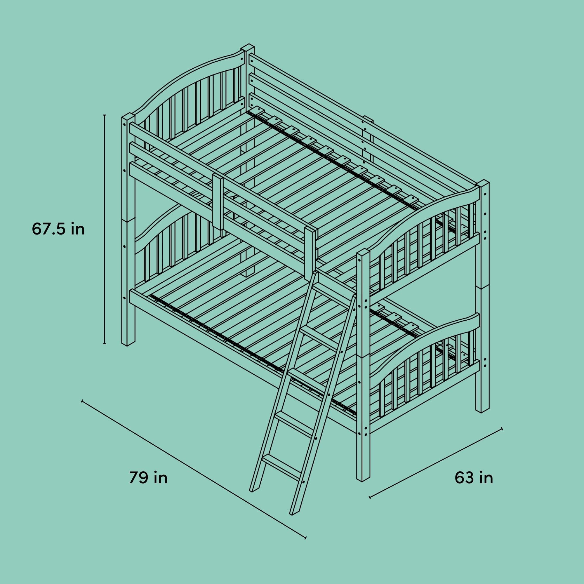 Storkcraft Long Horn Twin-Over-Twin Bunk Bed (Natural) - GREENGUARD Gold Certified, Converts to 2 Individual Twin beds