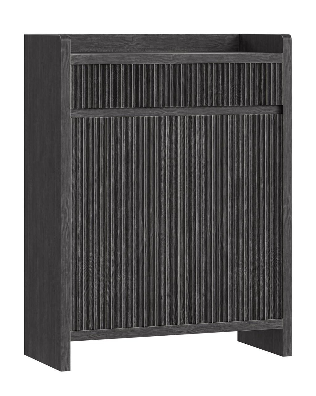 CHOEZON Shoe Storage Cabinet, 44.8" Tall Large Shoe Cabinet, Shoe Storage Organizer for Entryway, Fluted Shoe Cabinet with Drawer & Adjustable Shelves, Mid-Century, for Hallway, Charcoal Gray MSC03TH