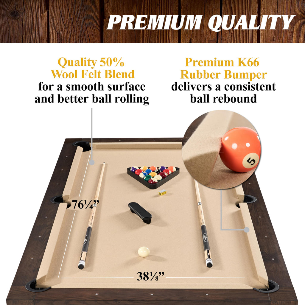 Barrington Monteray 7.5 ft Slate-Tech Pool Table 3-in-1 with Billiards, Table Tennis and Dining Top