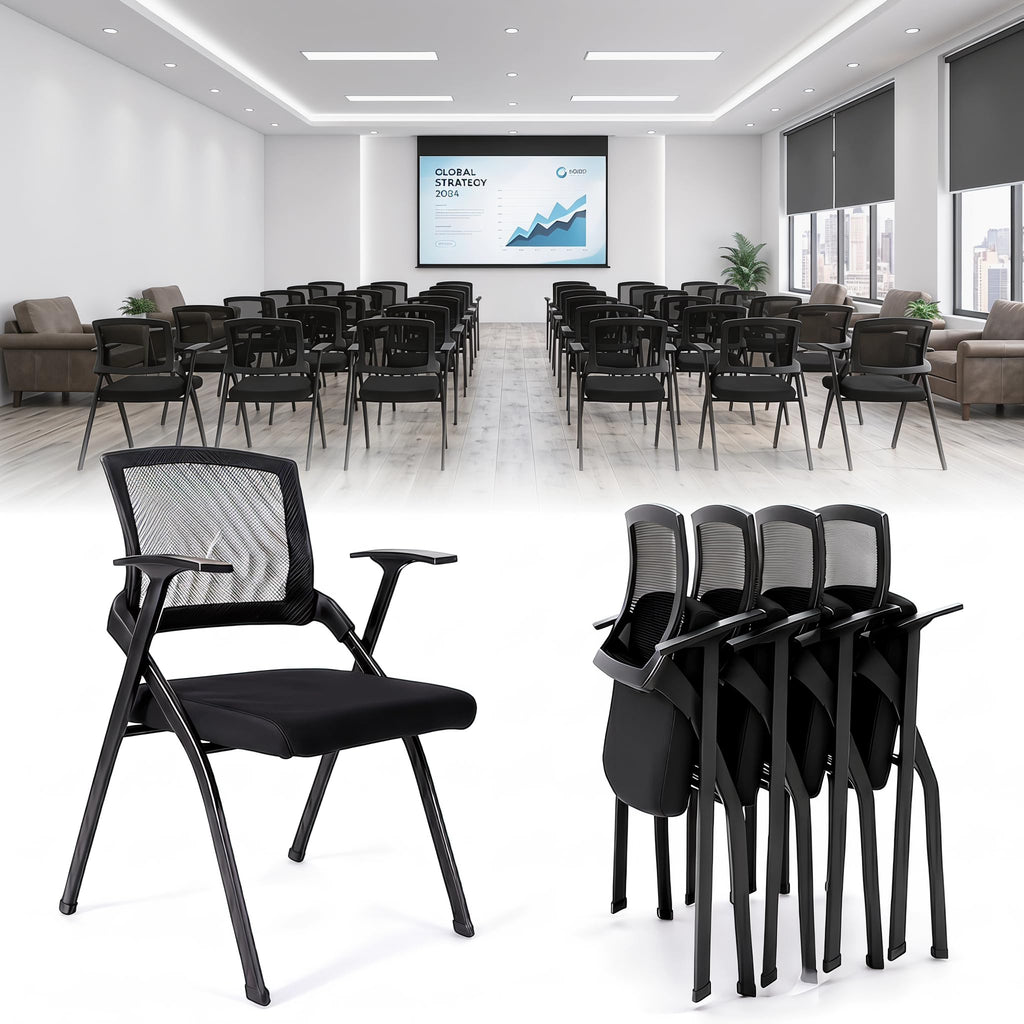 QINOL Folding Office Chair, Stackable & Breathable Mesh Back for Conference, Seminar, Training, Reception,No Assembly Required