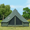 WaldZimmer Canvas Bell Tent 13.1ft Green with Pre-Cut Stove Jack, Spacious 4m Family Yurt Tent for 4-5 Person, 4 Season Water-Repellent Tents with Zipped Removable Floor for Camping and Glamping
