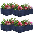 FOOWIN 4pcs 8x4x2ft Galvanized Raised Garden Bed, Planter Raised Garden Boxes Outdoor, Large Metal Raised Beds for Gardening, Garden Bed for Vegetables, Flowers, Herb,478 Gallon Capacity, Royal Blue