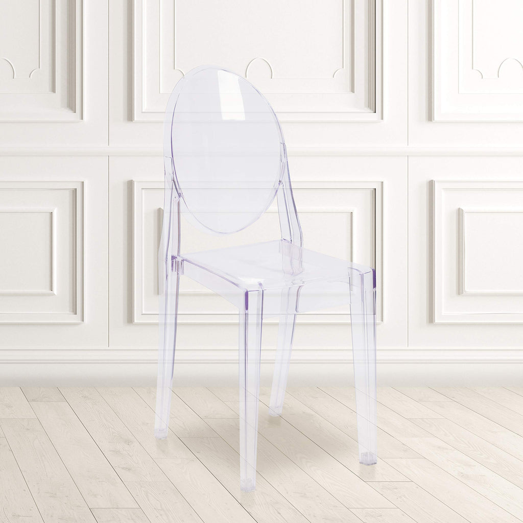 Flash Furniture Murray Indoor/Outdoor Ghost Accent and Dining Chairs, Stackable Transparent Restaurant Chairs, Set of 4, Transparent Crystal