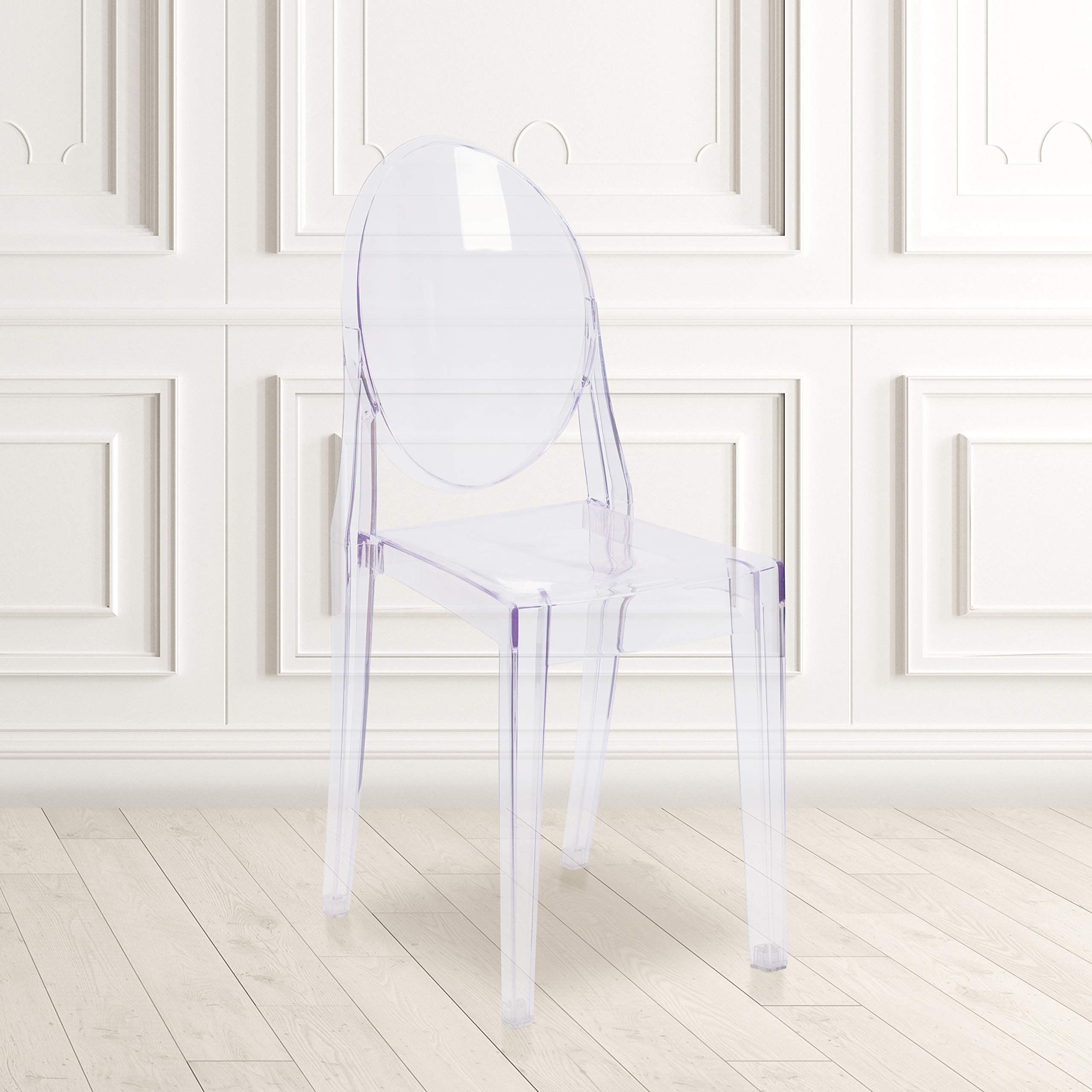 Flash Furniture Murray Indoor/Outdoor Ghost Accent and Dining Chairs, Stackable Transparent Restaurant Chairs, Set of 4, Transparent Crystal