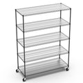 pouseayar Heavy Duty Metal 5 Tier Shelf Wire Shelving Unit, 7500lbs Capacity NSF Adjustable Storage Rack with Wheels & Shelf Liners for Commercial Grade Utility Steel Storage Rack Home Office Black