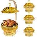 Chafing Dishes Set Gold Stainless Steel, 8 Quart Hollow-Out Buffet Food Warmer, Luxury Catering Warmer for Wedding, Hotel, Party & Christmas (Gold, 4PCS)