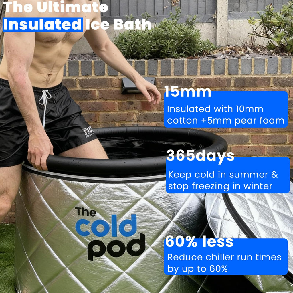 The Cold Pod Cold Plunge Tub: 116 Gal Round Tub with Full-Wrap UV-Reflective Insulation Cover Bundle for Indoor & Outdoors Use - Portable Ice Bath Tub for Athletes&Crossfitters &Wim Hof Enthusiasts