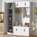 Shaical 79'' Tall Hall Tree with Shoe Storage and Bench, 4-in-1 Mudroom Storage Organizer Coat Rack with 6 Cabinets, 4 Coat Hooks & Adjustable Shelf for Hallway, Entryway, Living Room, White